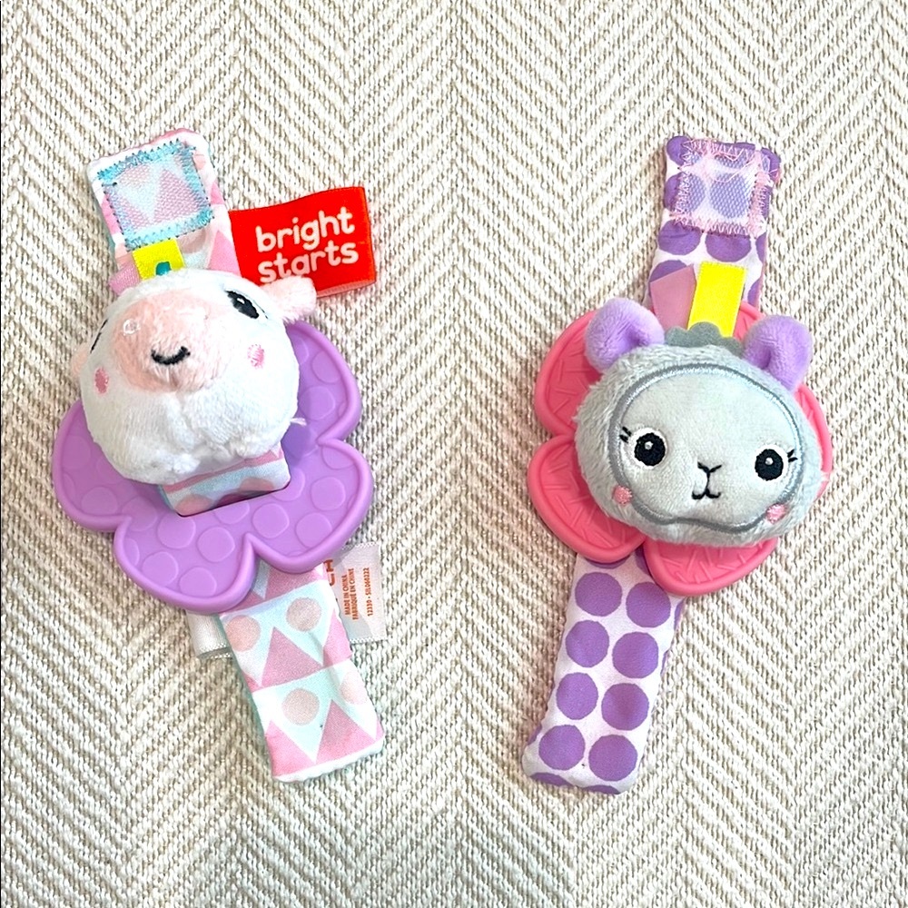Purple and Pink Baby Wrist Rattles
